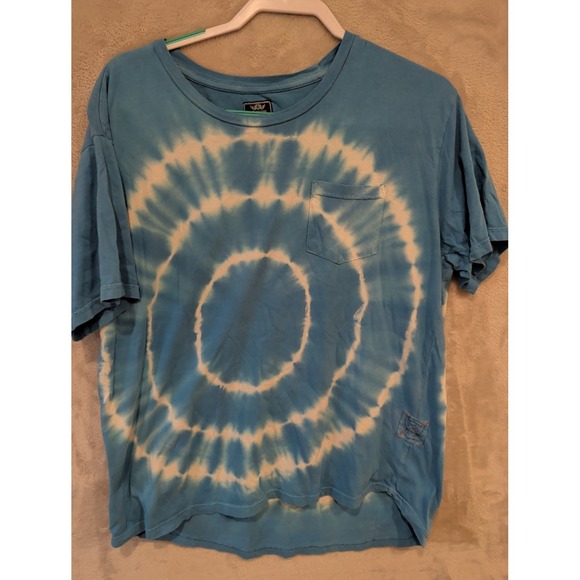 Black Jack Other - Black Jack Tie Dye T-Shirt Mens Large Blue Spiral Pocket Graphic Tee